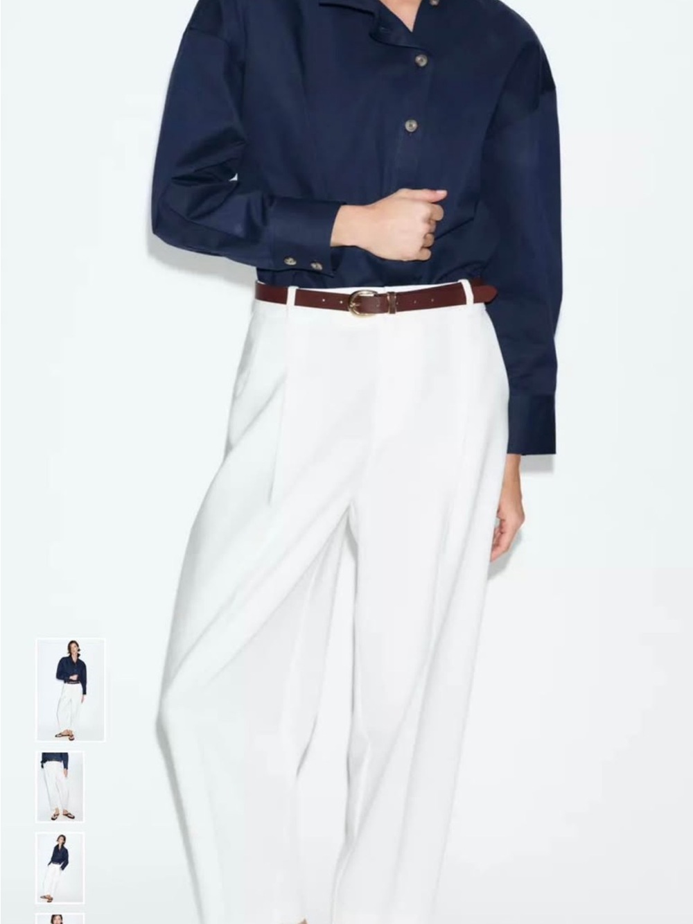 Zara White Pleated Pants with Belt NWT